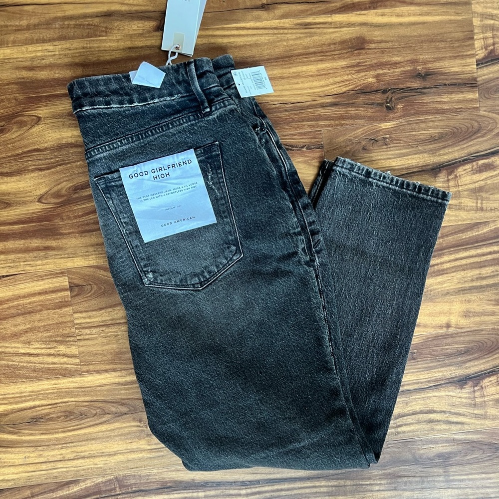 NWT Good American Good Girlfriend High. Black.